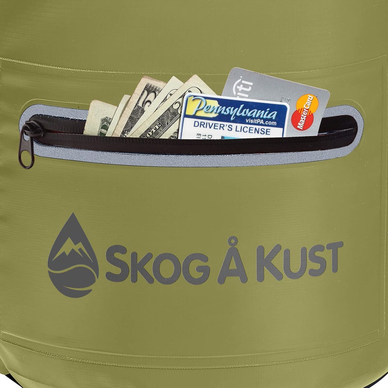 Skog Ã… Kust DrySak - Roll Top Waterproof Bag for Travel & Outdoors - 20L Army Green - Image 3